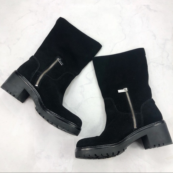 [MK] Black Suede Heel Boots - Picture 2 of 4